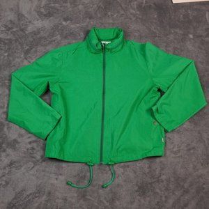 Vintage Calvin Klein Jacket Womens Large Green Hidden‎ Hood Windbreaker **READ**
